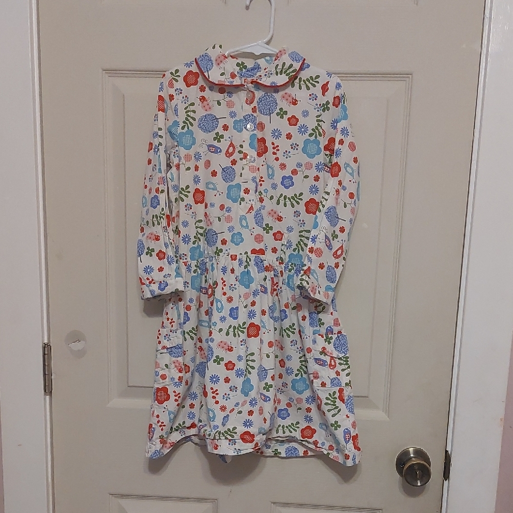 Sweet Boutique Long Sleeve Spring Dress Flowers Pollinators Floral Print Size 7